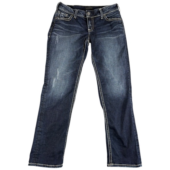 Silver Jeans Co. Denim - Silver Jeans Co Suki Straight Jeans Womens 32x30 Dark Wash Thick Stitch Y2K